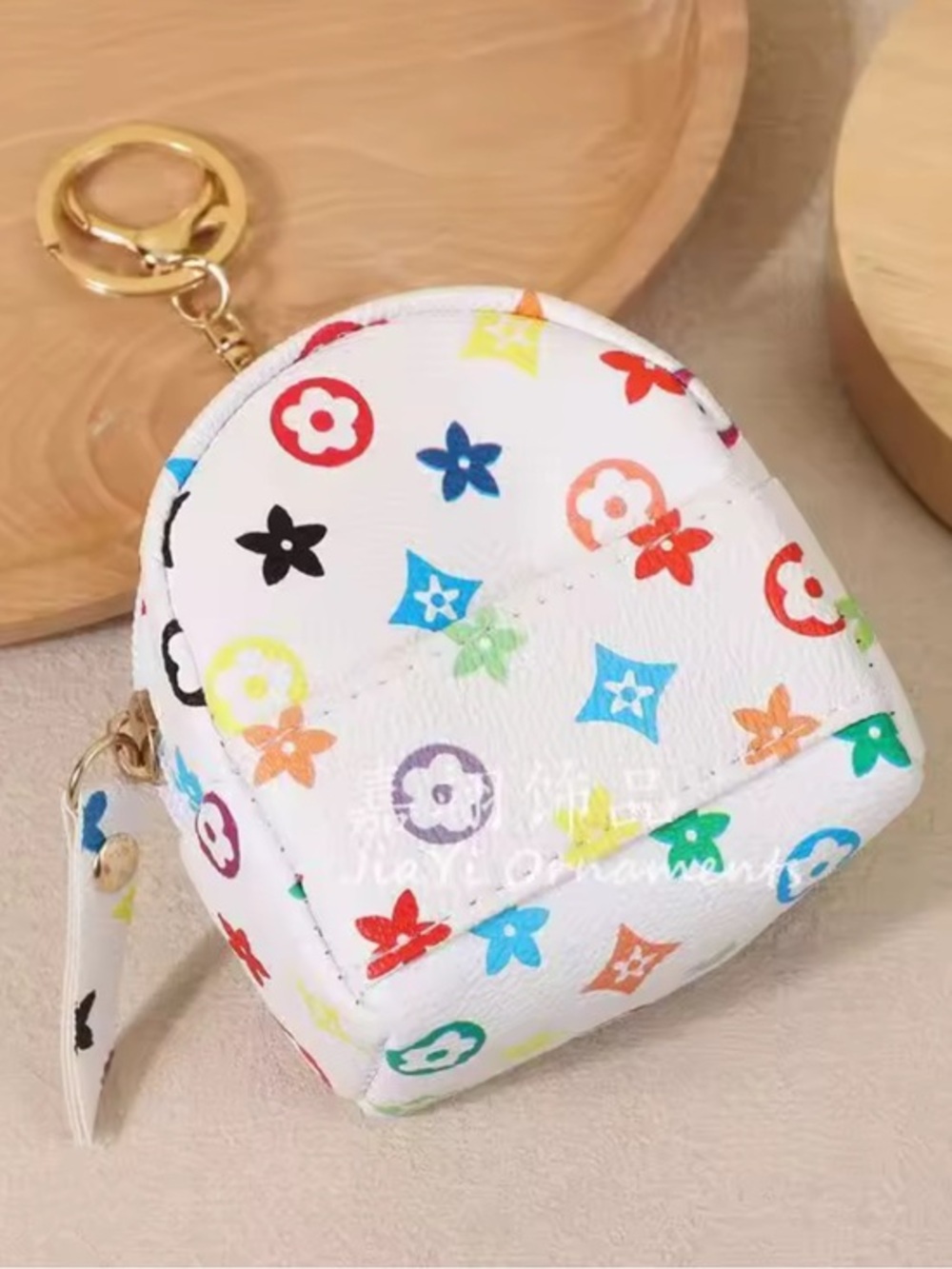 Monogram Blooming Flowers Bag Charm,Mini Pouch, Key Chain Holder, IPod ,Ear Buds - Picture 1 of 4